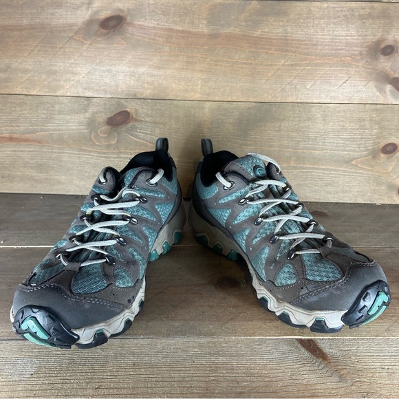 oboz luna womens size 7 shoes gray blue athletic hiking sneakers - Picture 3 of 8